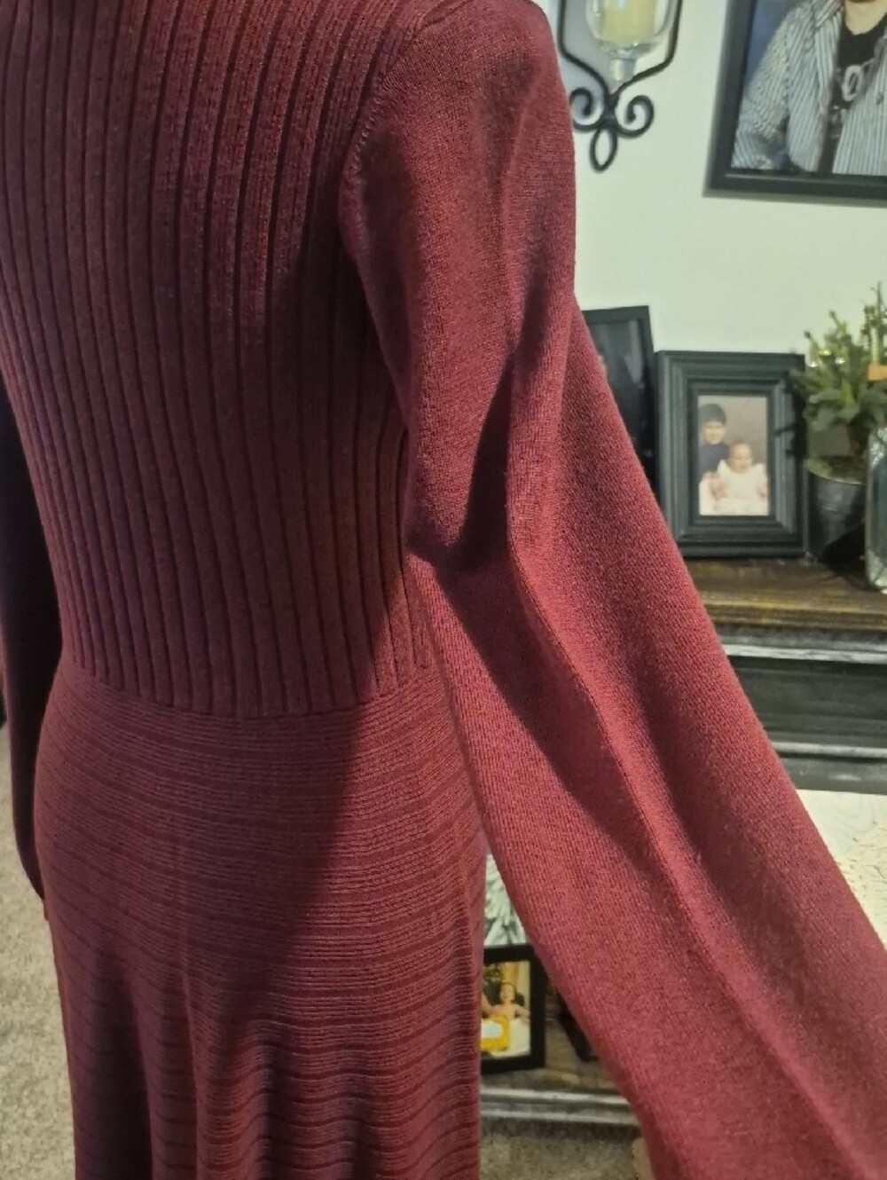 Xhilaration Lace-Up Long Sleeve Knit Dress - Burgundy - Picture 11 of 12